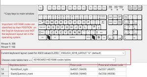 Programming USB module via main dialogue - selecting keyboard layout and code table