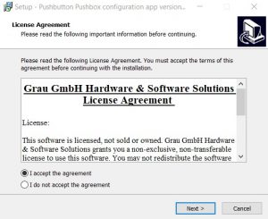 GUI for USB module - confirming license agreement