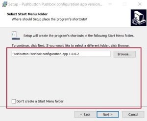 GUI for USB module - selecting a program folder during setup